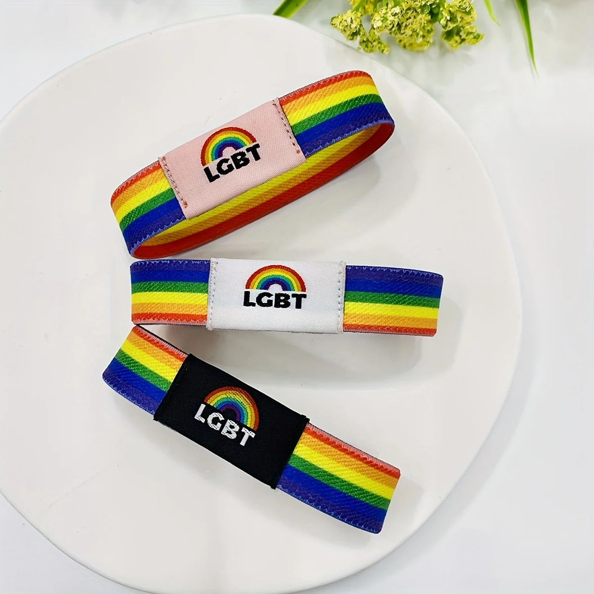 Pride Month Multicolor Rainbow Braided Love Cuff Bangle LGBTQ Decor Jewelry Ornament