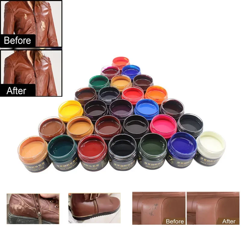 30ml Leather Paint Shoe Cream Coloring for Bag Sofa Car Seat Scratch Colorful Leather Dye Repair Restoration Color Change Paint