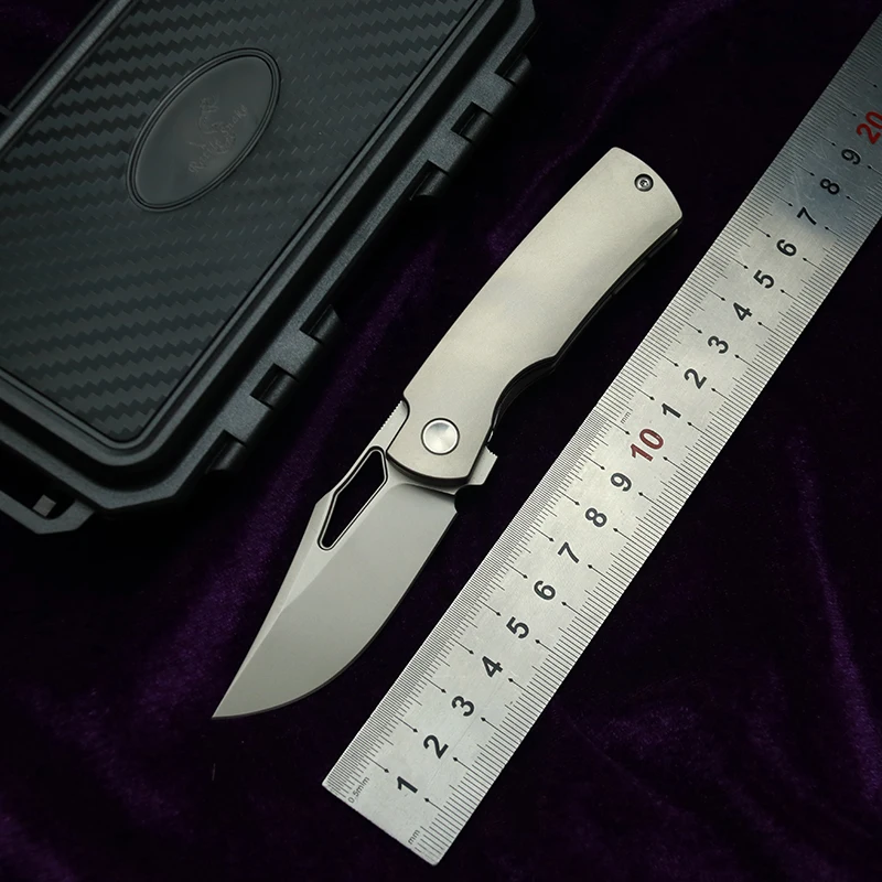 Rattlesnake original design F18 with tuning fork folding knife M390 blade titanium alloy handle EDC tool