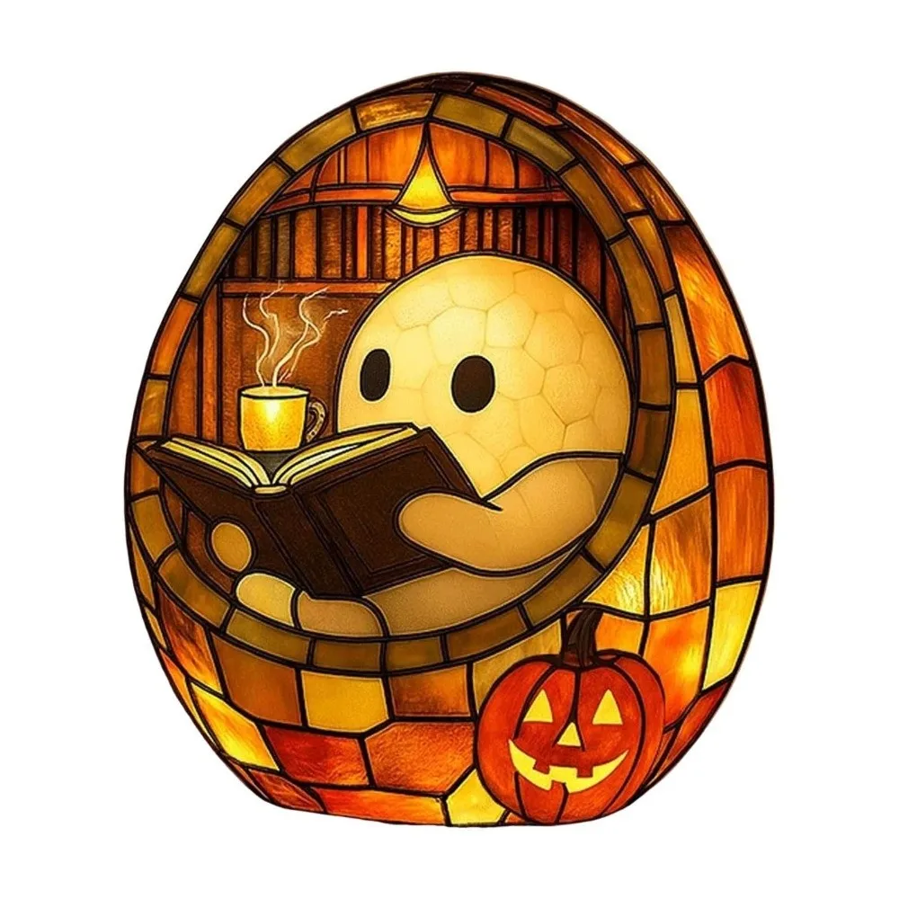 Handmade Ghost Reading Book Lamp Adorable Ghost Flickering Light Ghost Reading Night Light Ghost Decor LED Night Light