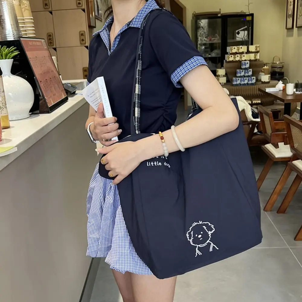 

Japanese Style Plaid Canvas Tote Bag Leisure Cloth Double Sided Shoulder Bag Versatile Commuting Lattice Handbag Student