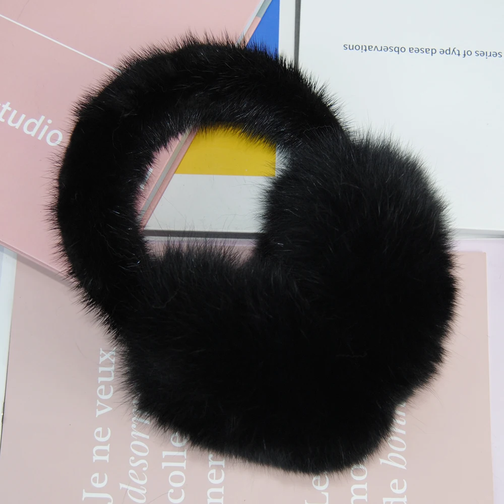 Hot Sell Girls Natural Real Fox Fur Earmuffs Winter Women Warm Plush Fox Fur Ear Muff Russian Fluffy With Real Mink Fur Earlaps