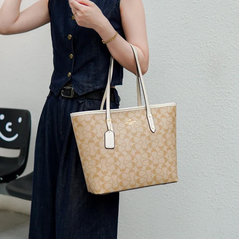 Bolsa tote popular para mulheres feita de couro genuíno com design clássico elegante de designer de luxo