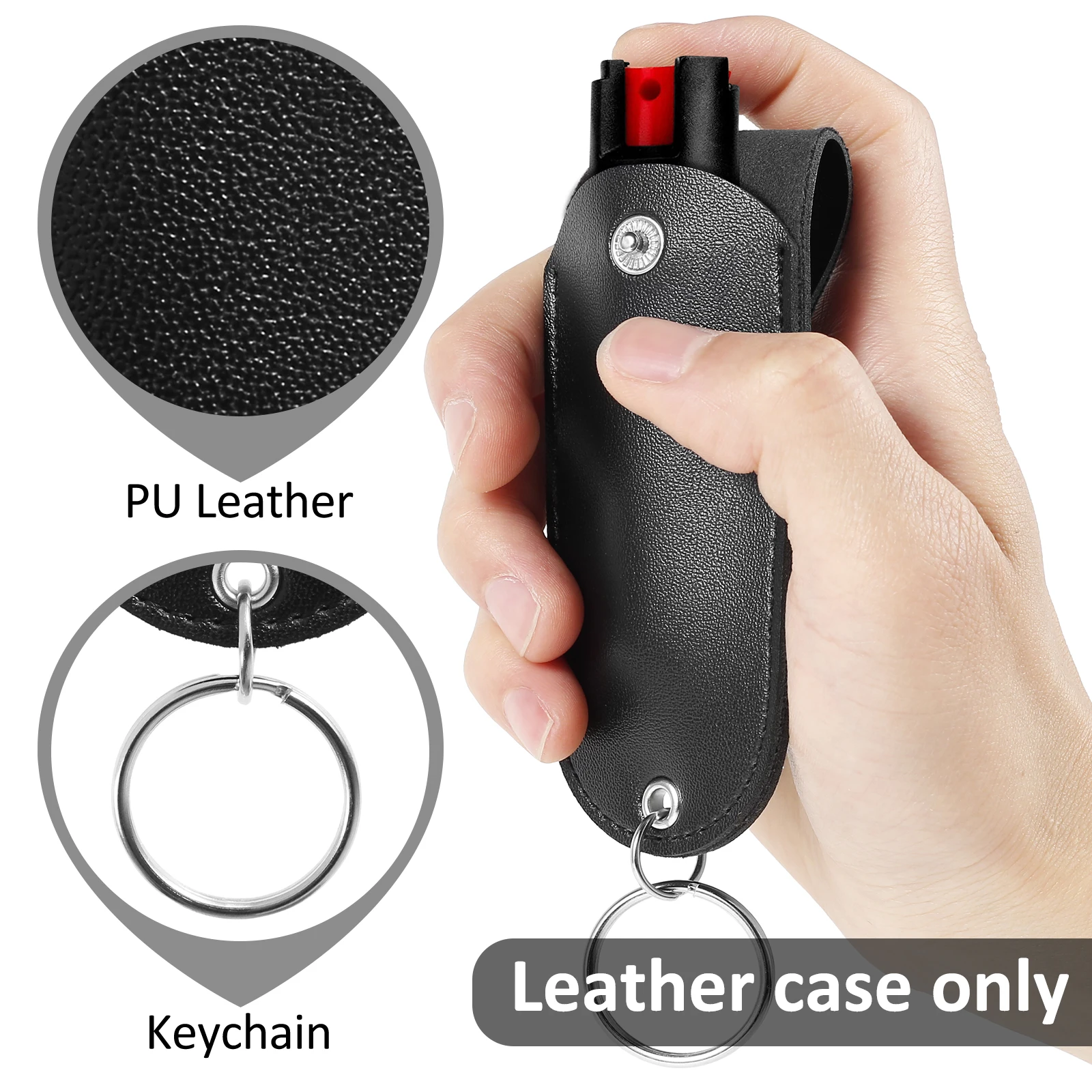 1/2/3PCS PU Pepper Spray Pouch Mini Portable Pepper Spray Holster Self Defense Spray Leather Holder Mini Keychain for Women image 6