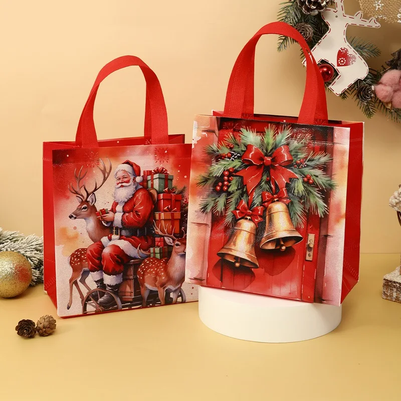 4pcs Christmas Gift Bag Santa Non-Woven Bag Christmas Decorations For Home 2024 Xmas Navidad Noel Gifts New Year  Packaging Bag