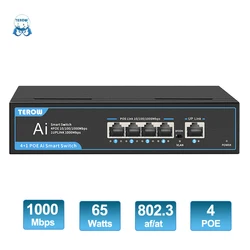 Commutateur Gigabit POE 5 ports, 1000Mbps, commutateur de réseau Ethernet LAN, hub de bureau pour I-, CCTV, caméra IP, commutateur WiFi Plug & Play