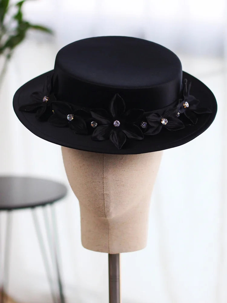 CC Wedding Hats Women Hair Accessories Bridal Dress Engagement Headwear Black Color Flower Shape Elegant Banquet Hat Party M006