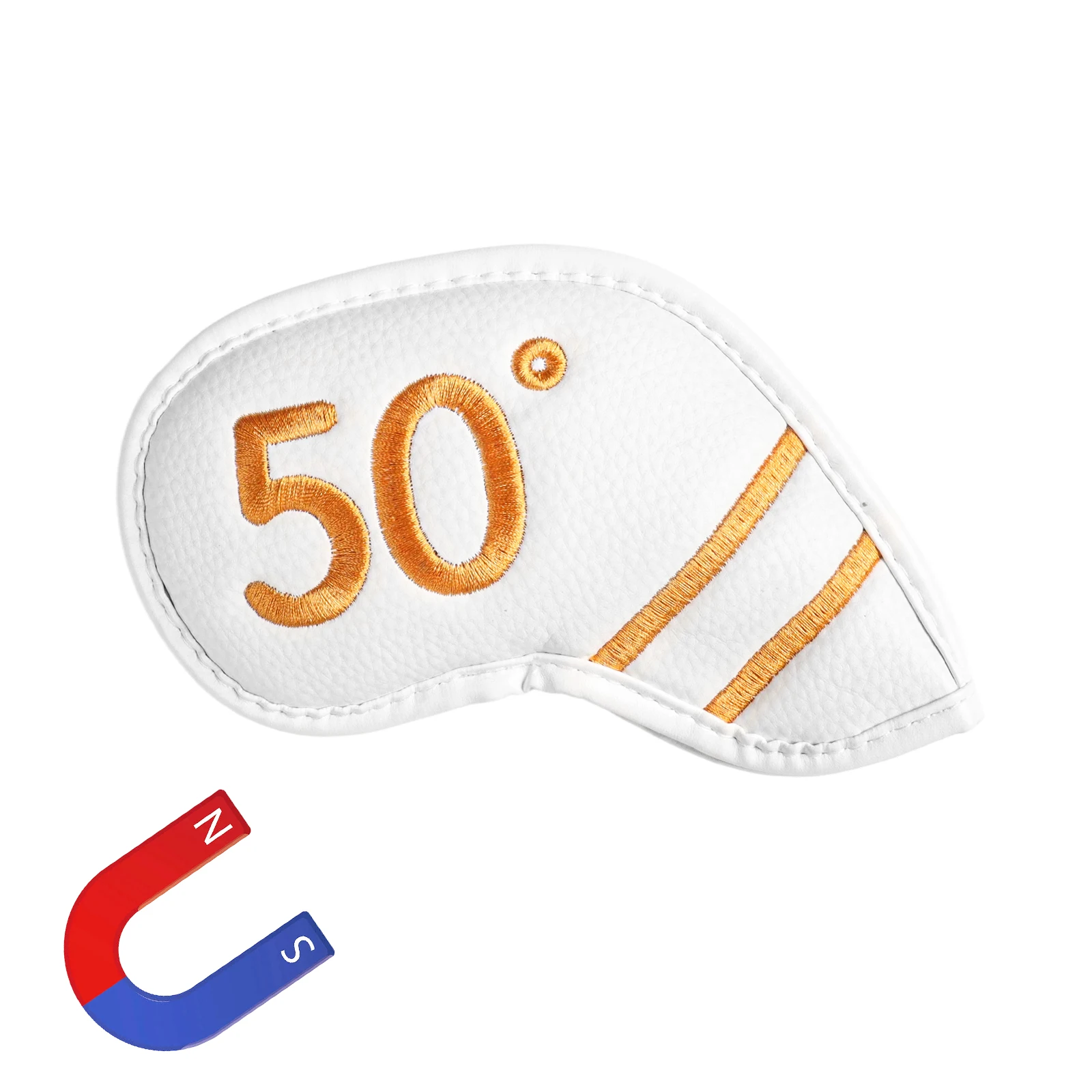Magnetische golf ijzeren wedge headcovers, 1/8 verpakking, premium PU-leer met stijlvolle dubbelzijdige kleurrijke borduurwerklabel