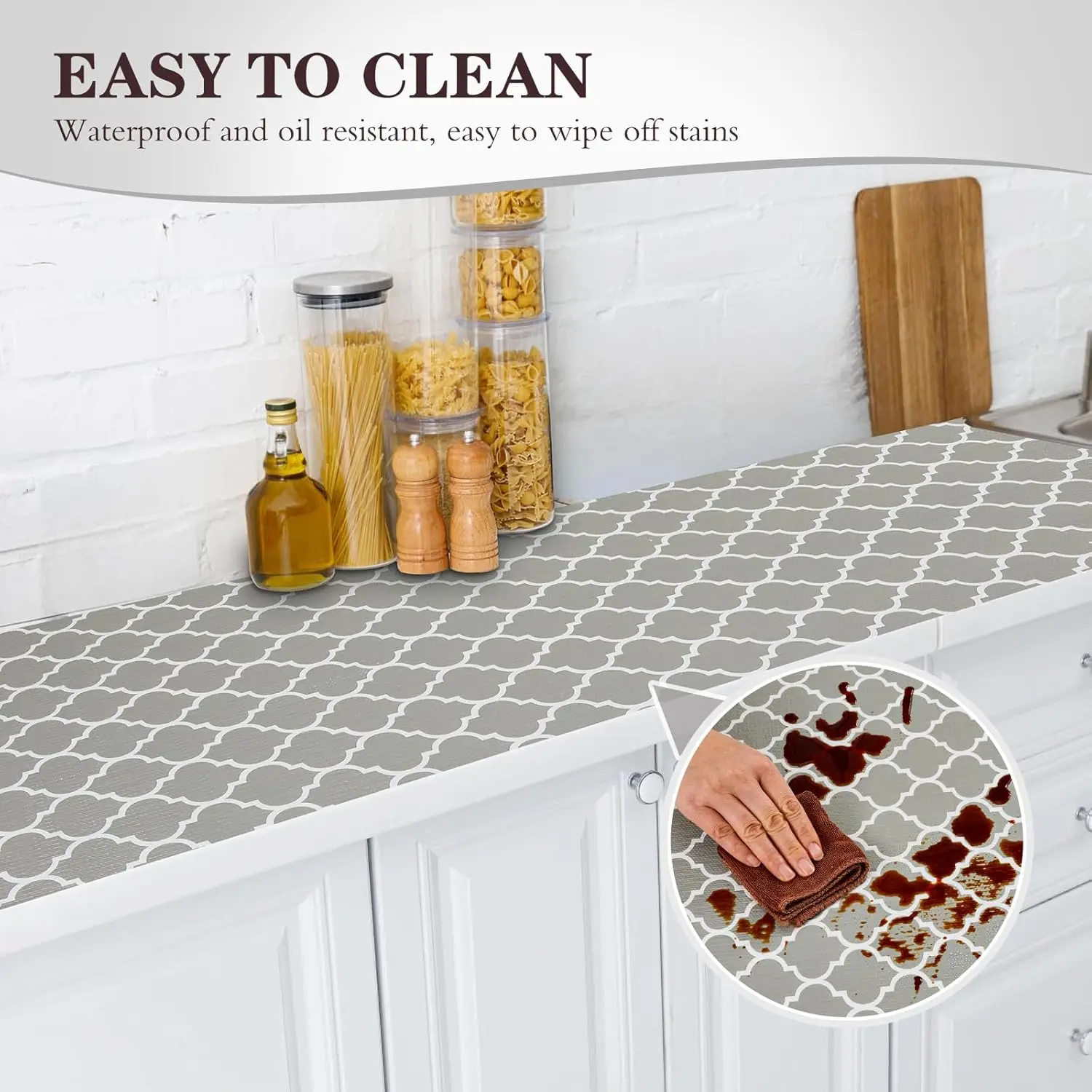 

Drawer And Shelf Liner, Non-Slip Kitchen Cabinet Liners Non-Adhesive Thick Strong Grip Waterproof Washable Mats Protect Dresser