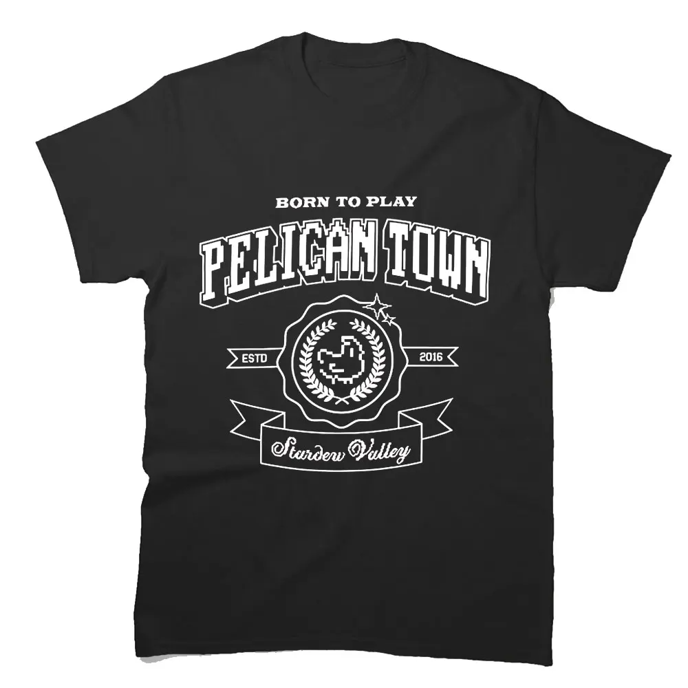 

Born to play Pelican Town Stardew Valley est 2016 Gift t shirt for fans Retro Pixel art Video game graphic clothes All size tops