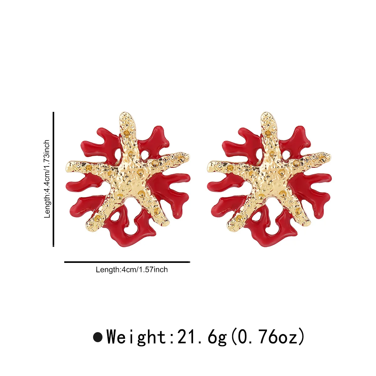 Modische rote Korallen-Ohrringe für Damen, elegante Imitationsperlen, Seestern-Ohrringe, Bohemia, Sommer, Strand, Schmuckzubehör – Detail 18