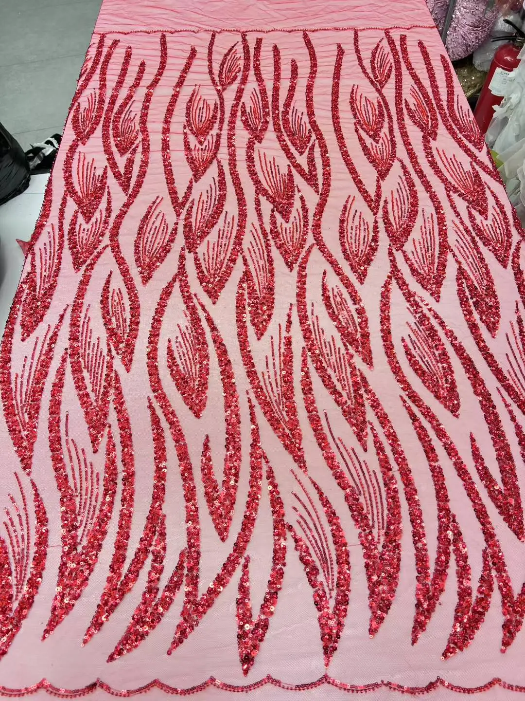 

2025 African French Lace Fabric Mesh Net Lace Fabric With Sequins Beads Nigerian Tulle Lace For Wedding Dress