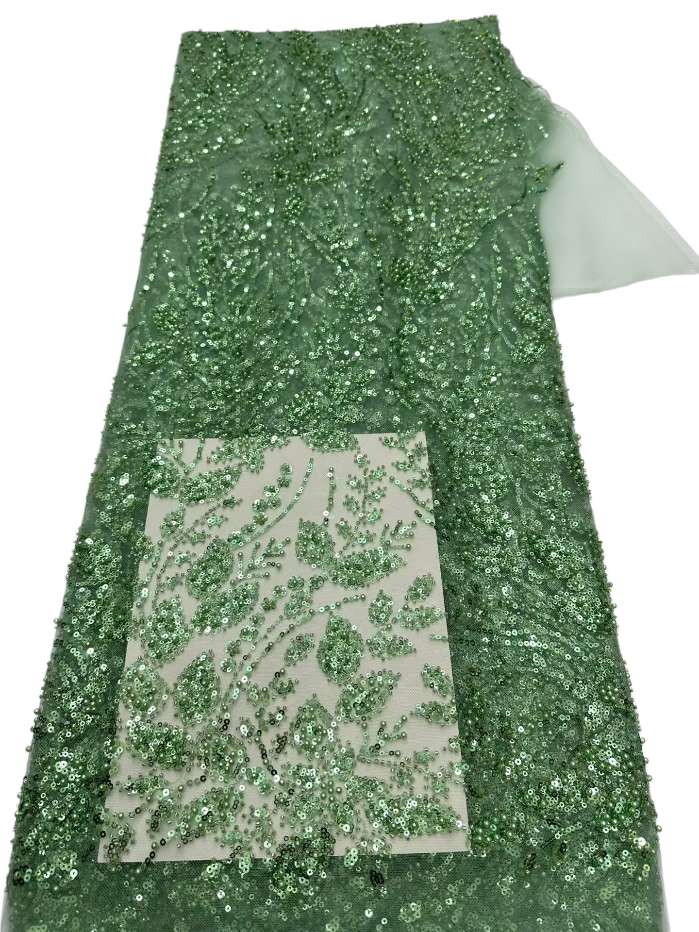 Latest Austria High Quality Eligent Soft Mesh Squined Lace With Lots Stones Fabric For Wedding Evening Dress U_Ge1895 view 3