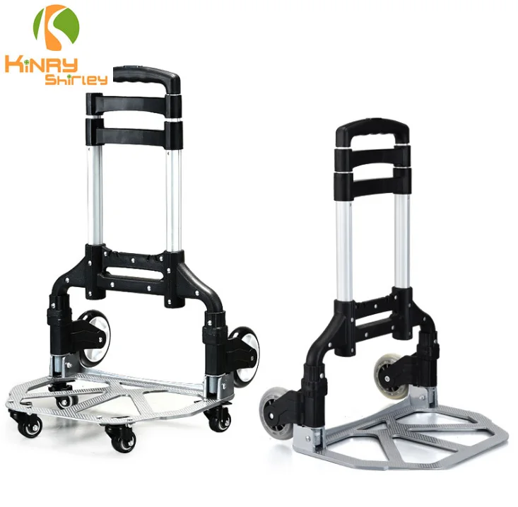 Ph75 Aluminum Hand Pull Cart with Small Wheels Folding Portable Multifunctional Home Trailer Foldable Trolley