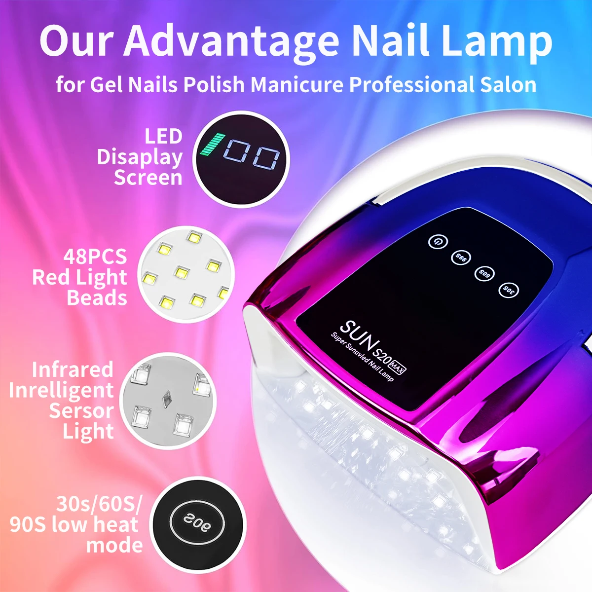 Secador de lámpara de uñas UV profesional, lámpara de curado de esmalte de uñas recargable inalámbrica de 42LED para secar toda la herramienta de manicura de esmalte de uñas en Gel