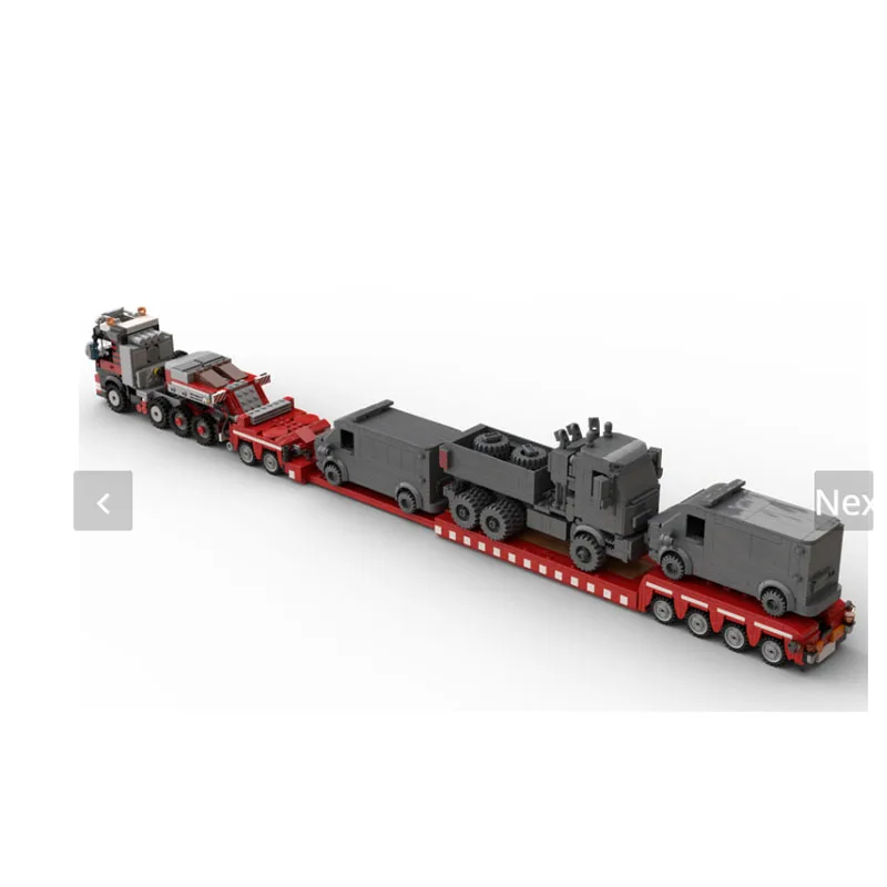 MOC-155095New 8x4 trator semi-caminhão, com carregadeira baixa europeia retrátil 1464 peças blocos de construção brinquedo presente para aniversário de meninos