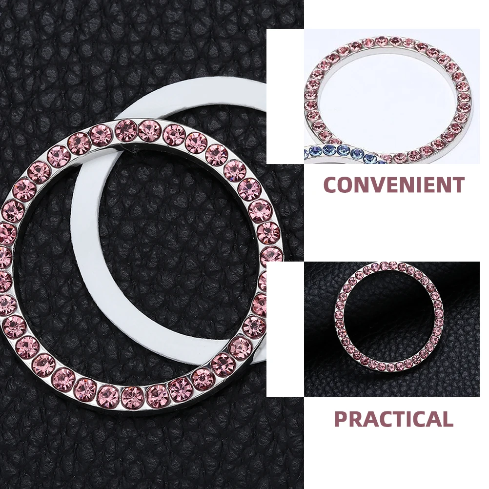 

2Pcs Push Start Button Cover Rhinestone Engine Start Decoration Ring Car Decor Car Accessories Ignition Button Cover
