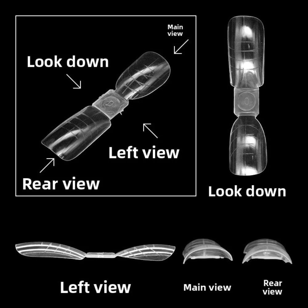 120pcs/150pcs Square Sandwich Nail Forms Almond Shape Ultra-Thin Nail Tips No-Trace with Auxiliary Line Double-Sided Fake Nails