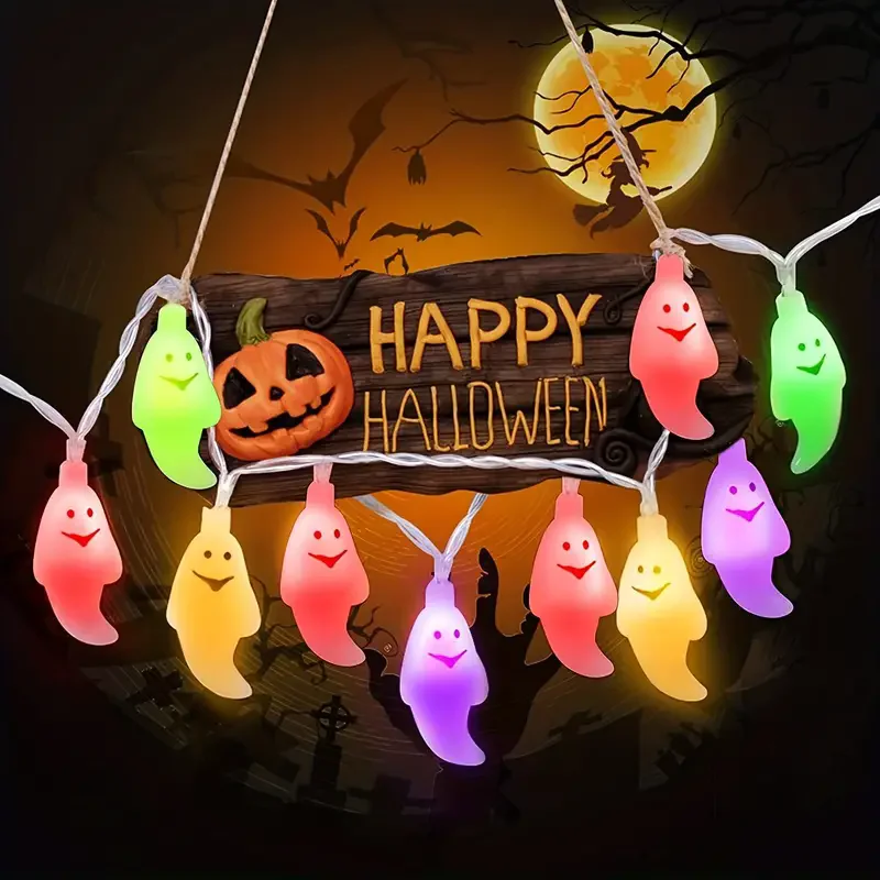 Halloween-Lichterketten batterie betriebene Geister lichter niedliche gruselige Geister dekor für Indoor-Party Halloween Innen zimmer Schlafzimmer – Detail 11