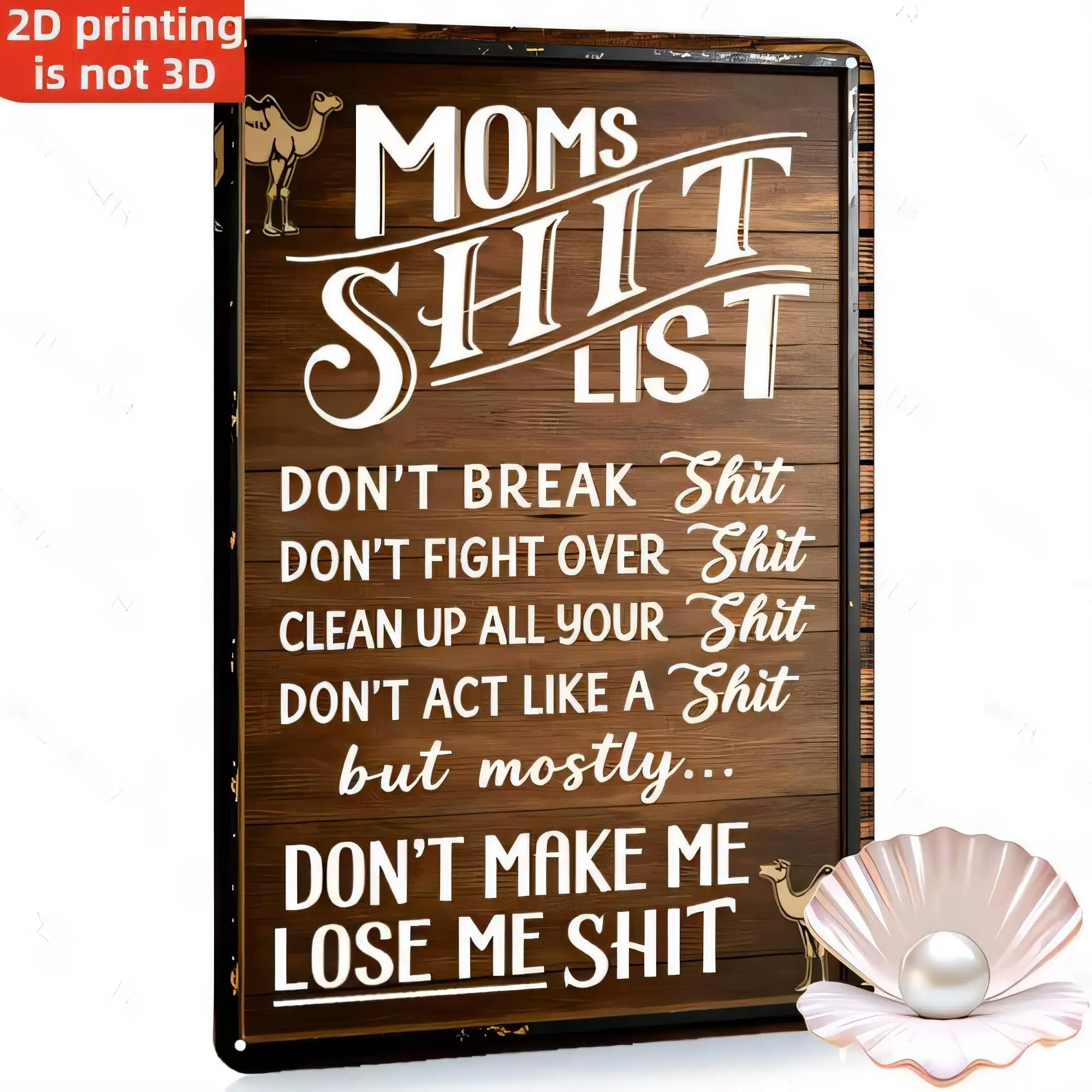 Tin Sign MOMS SHIFT LIST Funny Quote Wall Art 2D Printed Not 3D Metal Retro Plaque for Kitchen Bathroom Man Cave Bar Home Décor