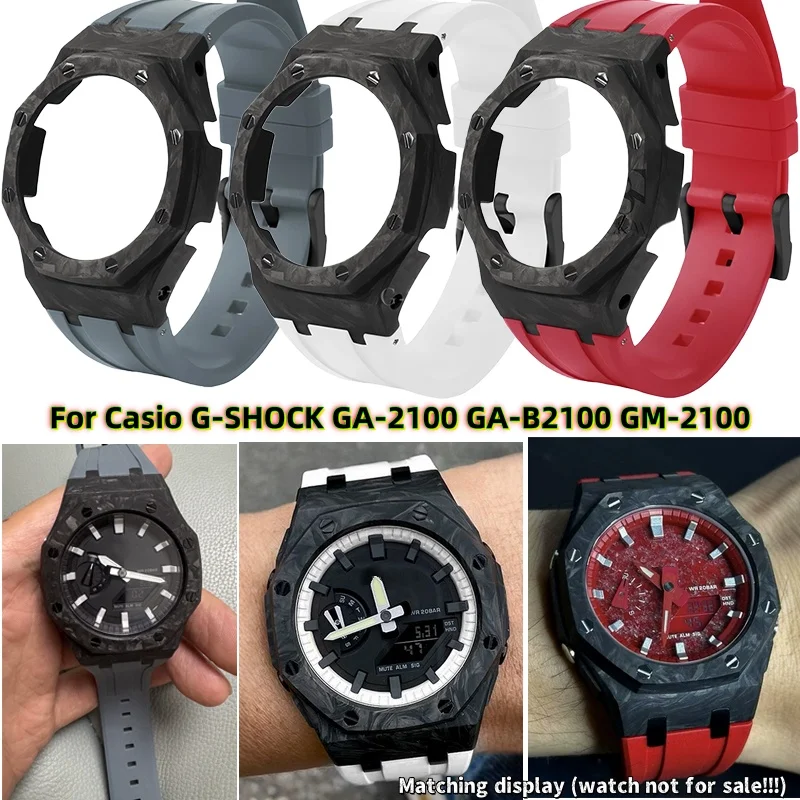 

Ga2100 lightweight bezel Mod Kit For Casio GA-2100 GA-B2100 GM2100 watch Casioak Carbon Fiber case FKM rubber strap men Bracelet