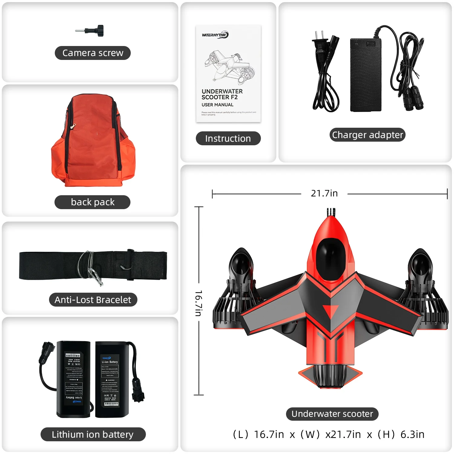 500W Underwater Sea Scooter For Adults And Kids With Camera Mount 2m/s Speed 60-Minute Runtime 30M Diving Depth