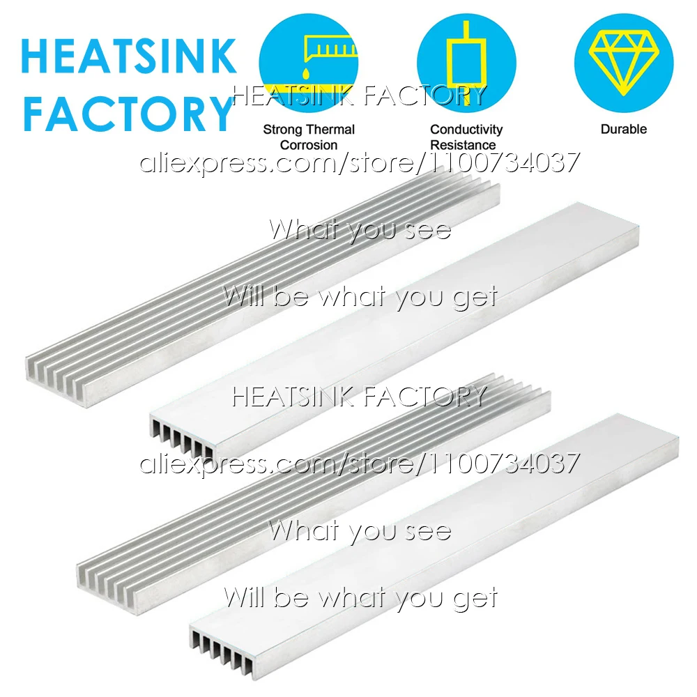 150x20x6mm Silver Long Aluminum Heat Sink Cooling Radiator for Electronic IC Chip AMD CPU LED Cooler Heat Dissipation