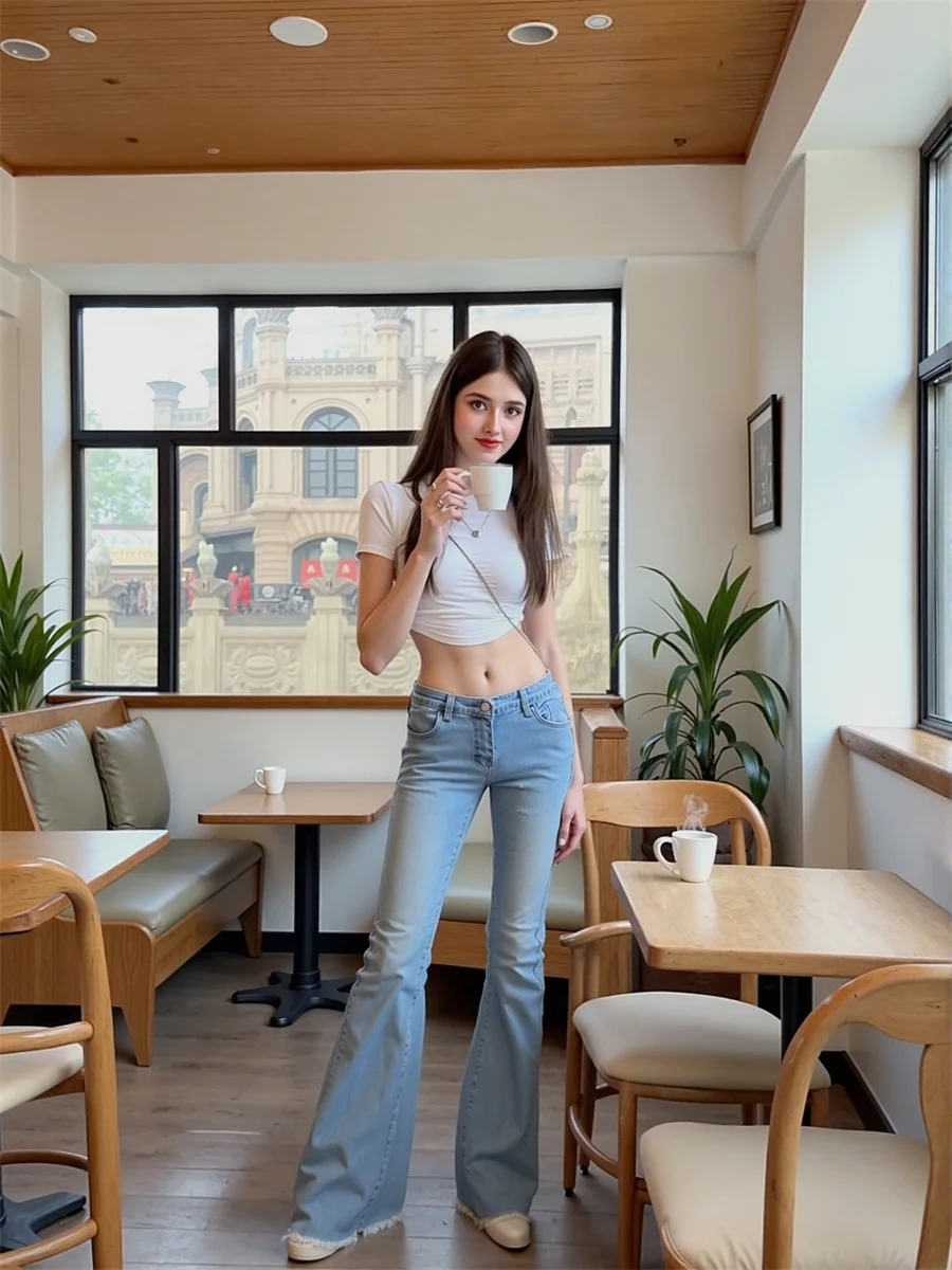 جينز نسائي منخفض الخصر Y2K نسائي أزرق جمالي على الطراز الياباني Harajuku Denim أنثى عتيقة ملابس الشارع الشهير موضة الخريف غير الرسمية