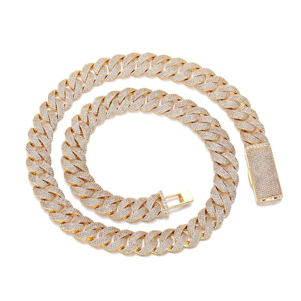 

Хип-хоп Iced Out Стразы кубинская цепочка ожерелье для мужчин женщин блестящий кристалл зубец кубинское колье-колье ювелирные изделия подарок