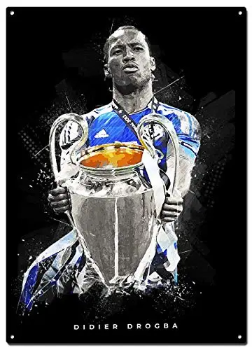 Didier Drogba Metal Tin Signs, Football Abstract Art Poster, Decorative Signs Wall Art Home Decor - 12X16 Inch (30X40 cm)