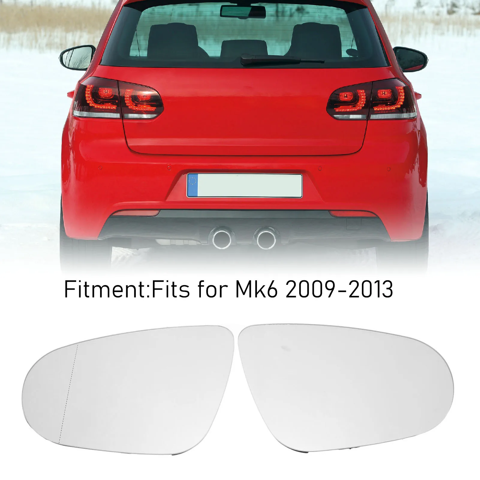 

1 Pair of Car Side Mirror Glass Heated Rearview Wing Mirror Glass 5K0857521 5K0857522 Fit for Volkswagen Golf Mk6 2009-2013