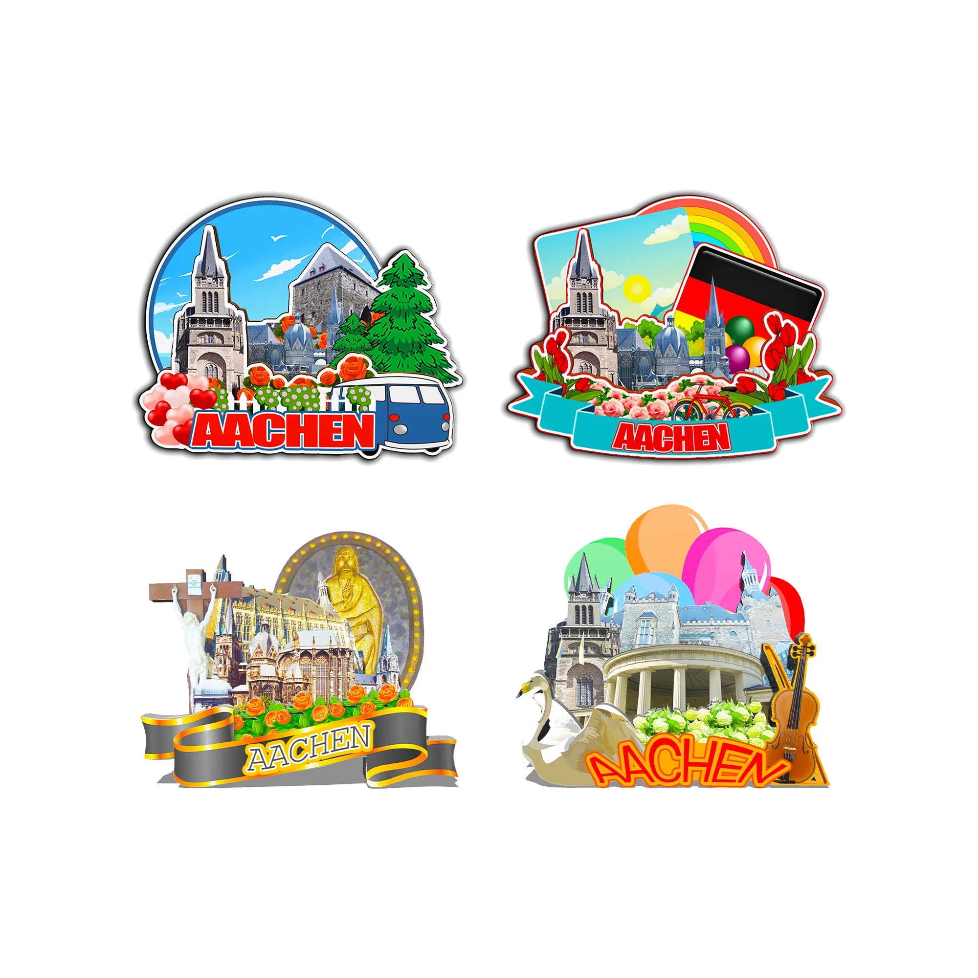 Декоративные магниты для Aachen, Германия, город, ориентир, уникальные сувениры, 3D деревянные наклейки на холодильник, восхитительные подарки для друзей
