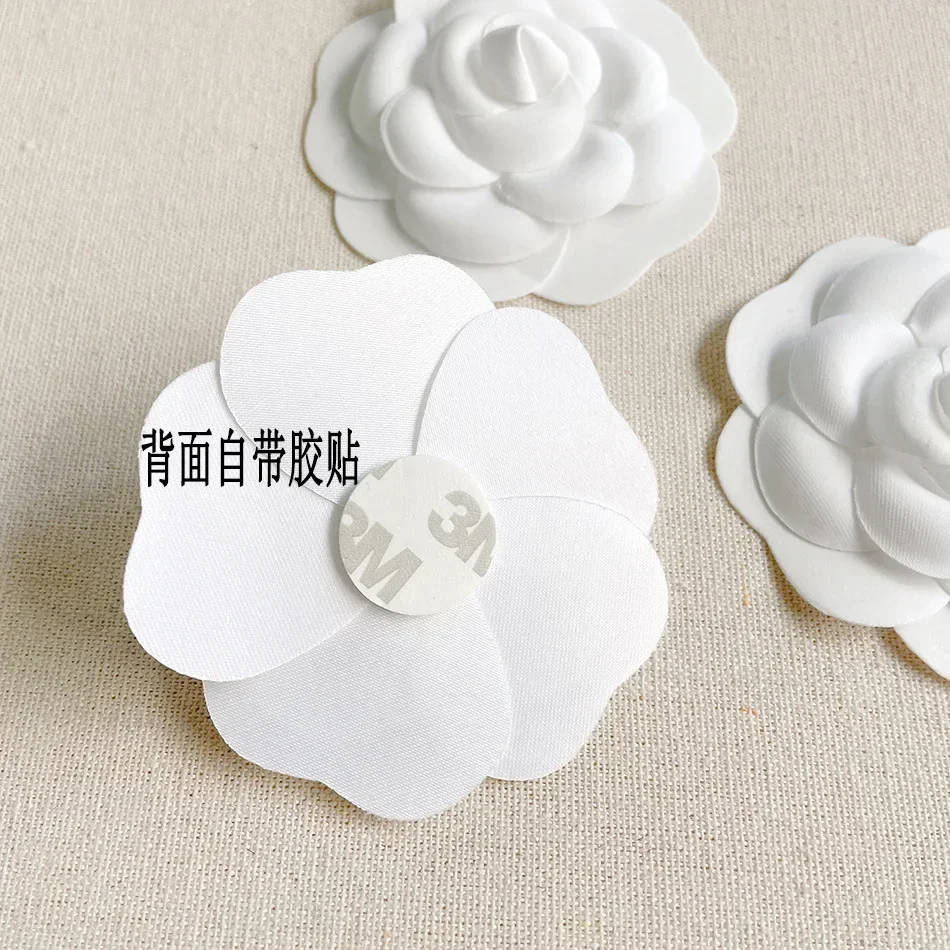 50pcs White Camellia Flowers Sticker Brooches for DIY Gift Box Wedding Party Decoration