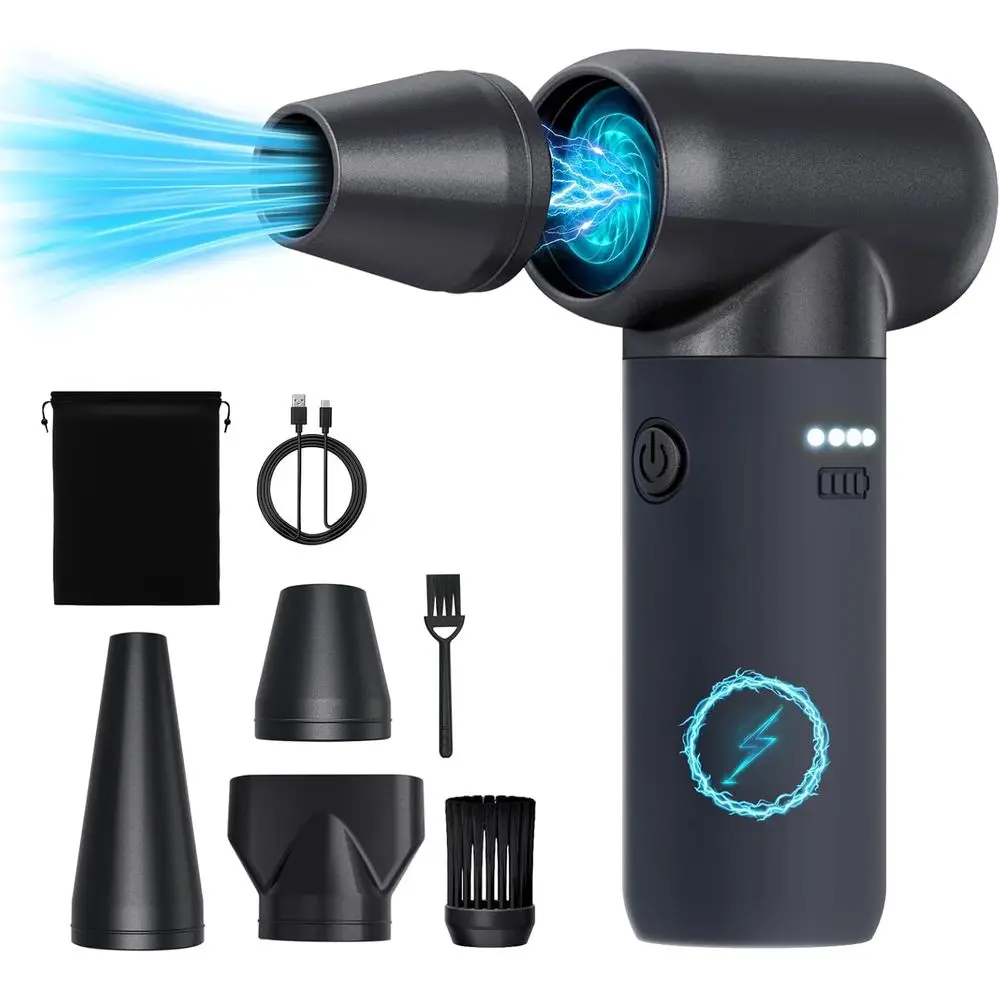 

Пневматический очиститель Compred, электрический воздуходув 180000 об/мин, беспроводной перезаряжаемый мини-воздуходув, 3 режима струи для клавиатуры или компьютера