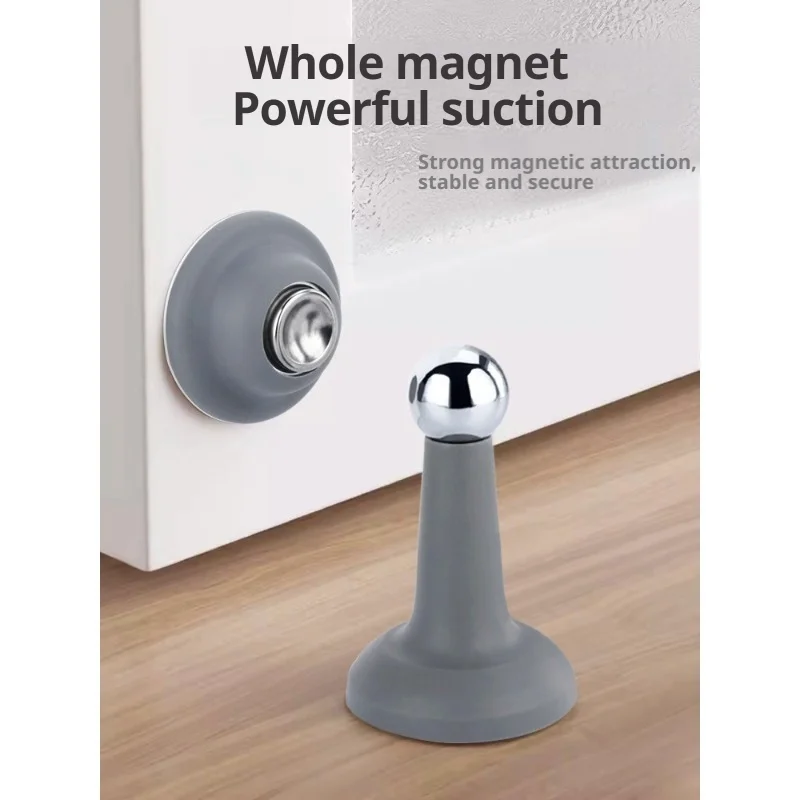 No‑Drill Strong‑Magnet Silicone Floor‑Mounted Door Stopper, Silent Anti‑Collision Bumper for Bedroom & Bathroom