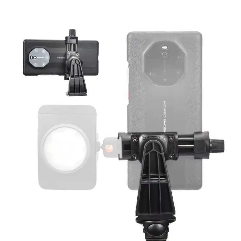 Pemegang klip dudukan rotasi 360 ° dengan kepala bola untuk ponsel iPhone Huawei berdiri dengan sepatu dingin untuk mikrofon lampu LED