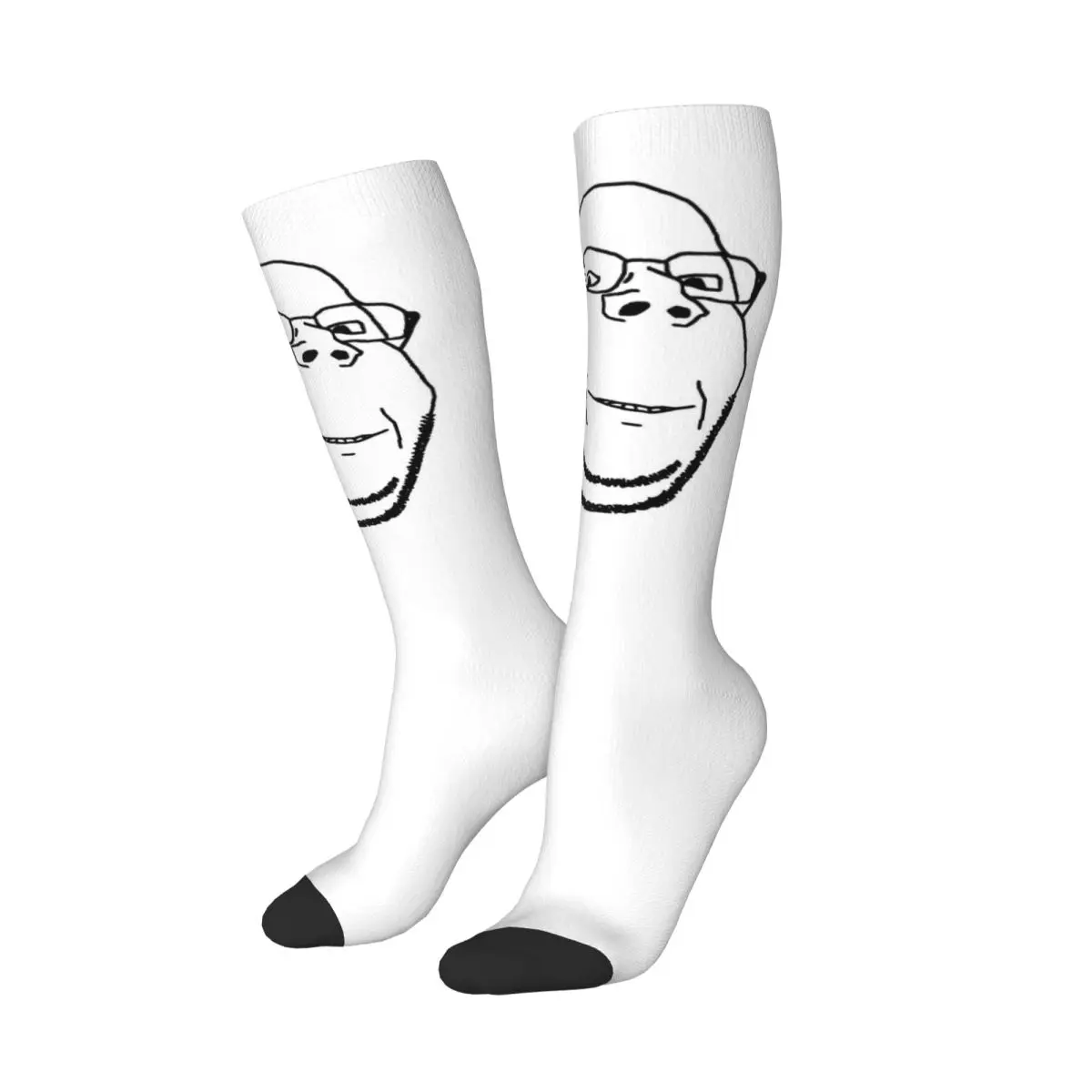 Smiling Wholesome Wojak Soyjak Socks Harajuku Stockings All Season Long Socks Accessories for Unisex Birthday Present