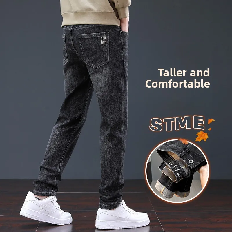 

Bla Slim Fit Casual Jeans Men's Autumn Winter Straight Leg Elastic Leisure Long Pants Comfortable Stretchy M Denim Trousers