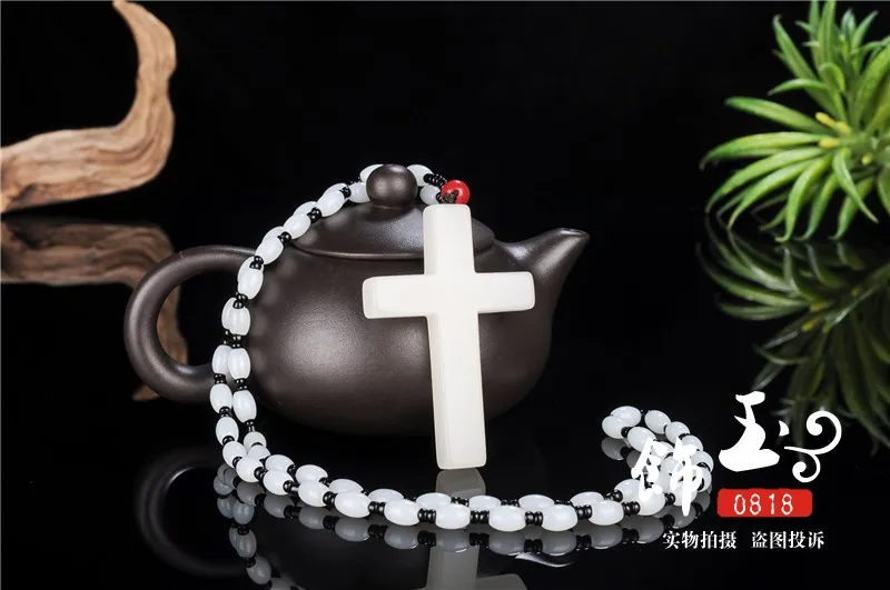 Xinjiang Hotan Jade Cross Pendant Jasper Cross Pendant White Jade Cross Pendant Jade Tag Christian Decor