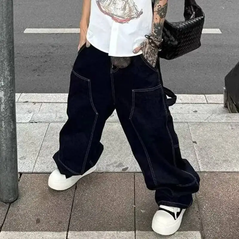 Japanese Style Fashionable And Minimalist Jeans Men's Versatile Patchwork Loose Straight Leg Pants 2026 Summer New 247R7