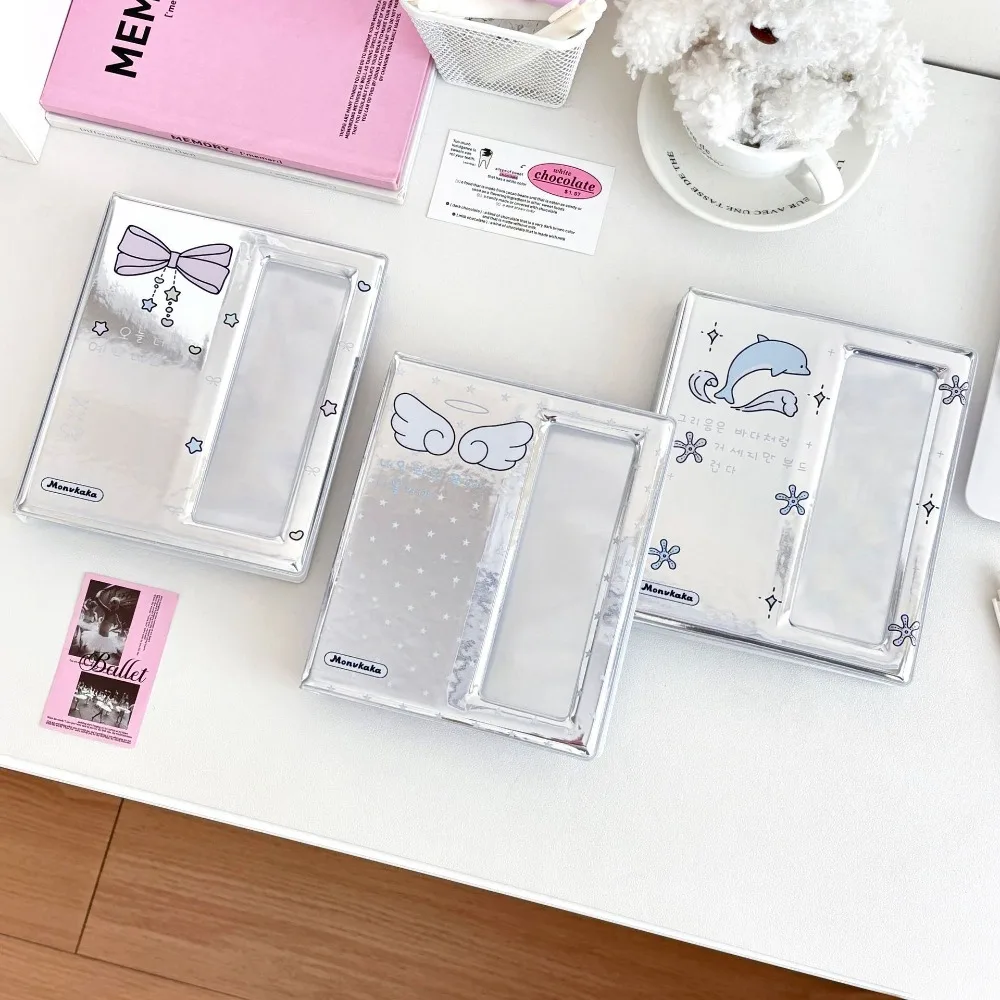 "Album de tarjetas de cuatro paneles Full Star Wings Silver Life, álbum de almacenamiento de postales de película, álbum de tarjetas de cuatro paneles Polaroid.