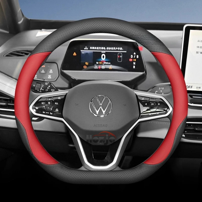 

Leather Car Steering Wheel Cover for Volkswagen Arteon Taigo Virtus ‌Nivus ‌Polo Robust ID.7 ID.5 ID.4 ID.3 MOIA Accessories