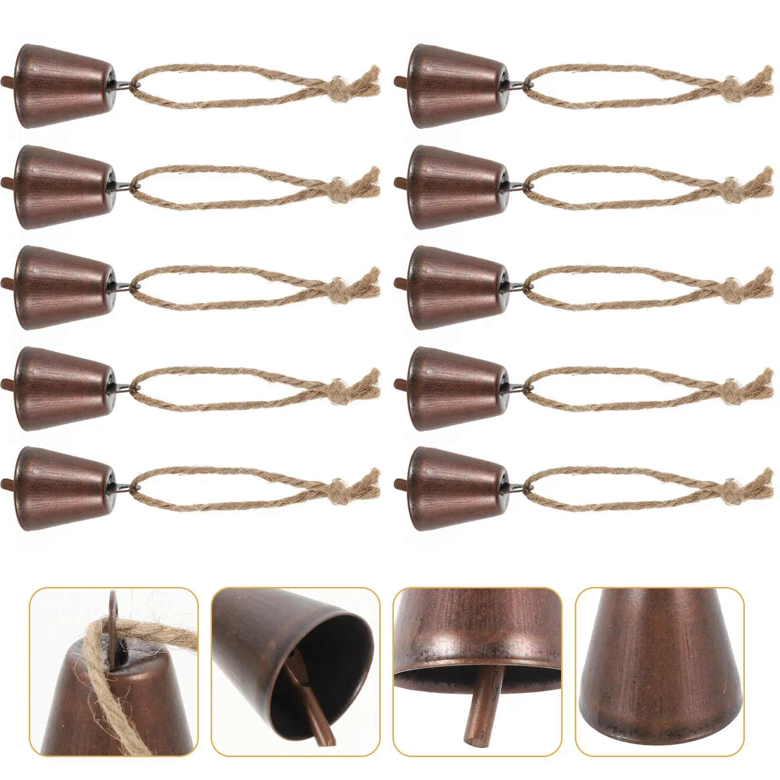 10Pcs Vintage Metal Bells Hanging Decor Craft Supplies Wind Chime Pendant Rustic Bell Ornament Christmas Decorations