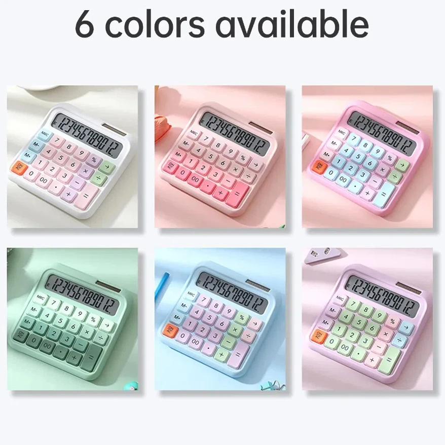Multifunction Desktop Calculator LCD Display Candy Color Standard Function Calculator 12-Digit School Office Supplies