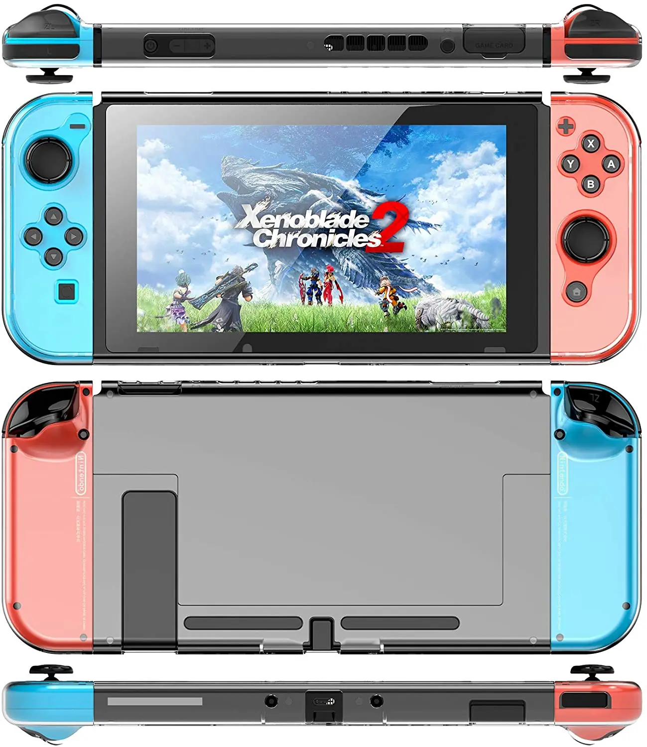 هيستوب حافظة قابلة للدوران متوافق مع نينتندو سويتش ، حافظة حماية شفافة مع واقي للشاشة من الزجاج المقسى