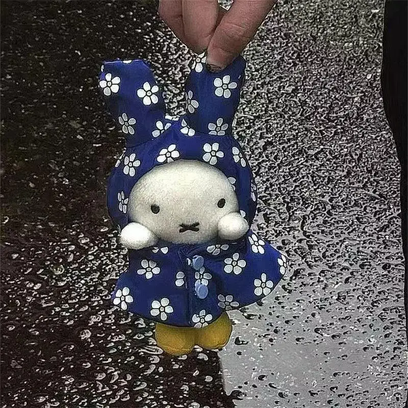 Raincoat Style Miffy Rabbit Pendant Cute Hanging Ornament Decorative Toy Girls Bag Key Chain Accessories Gift Collectible Decor