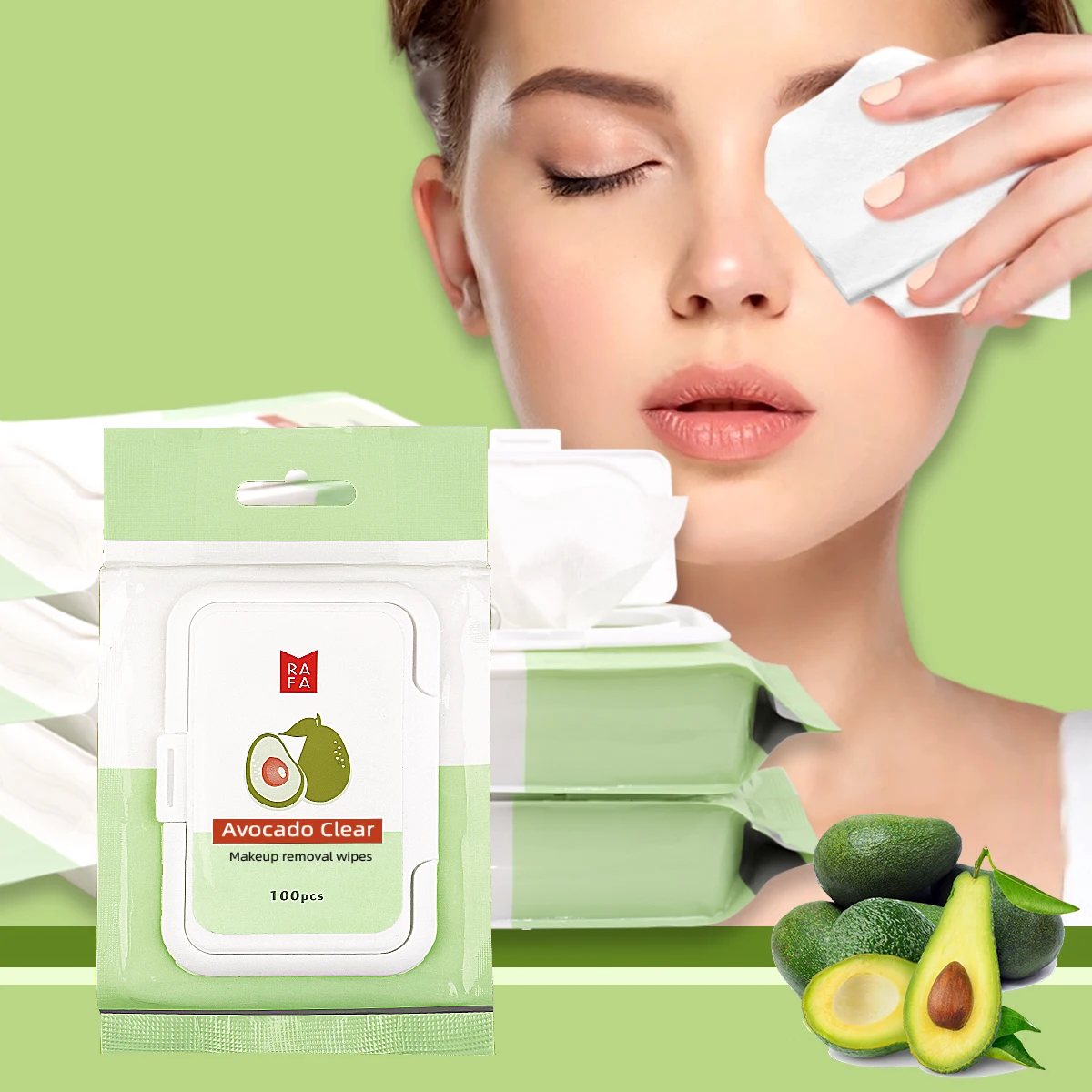 1/2/3 Packers Avocado Cleansing Wet Wipes, which help clean and remove makeup on the face, and are easy to carry.