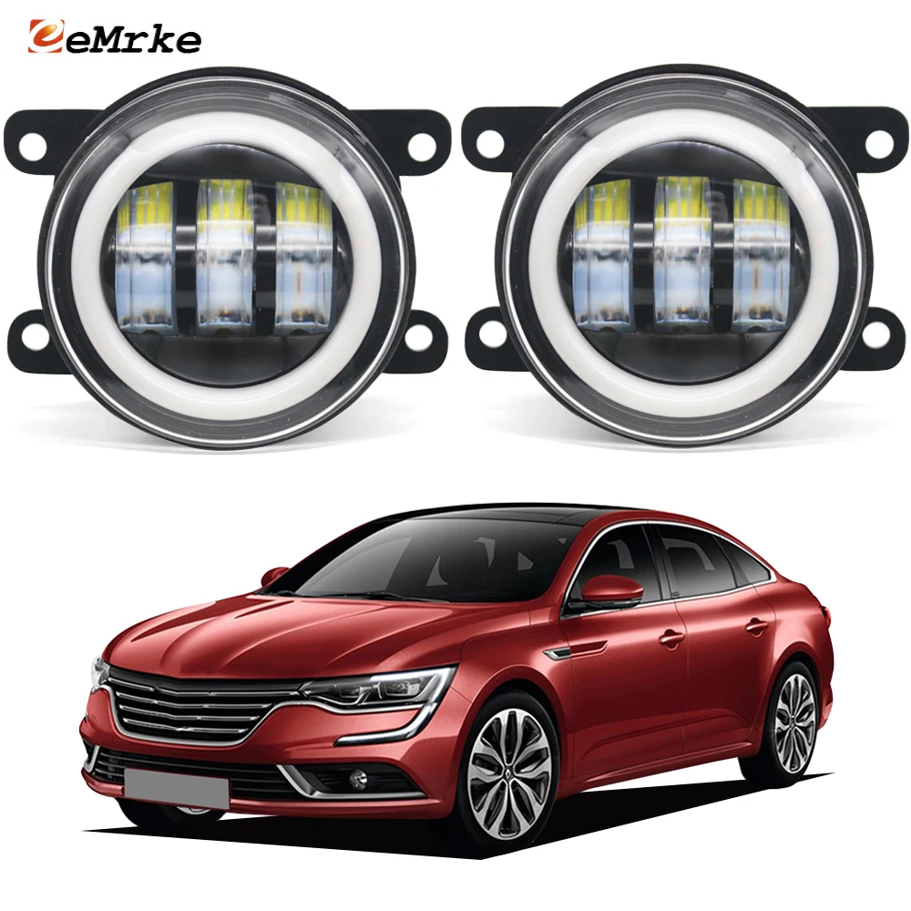 

2Pcs Led Fog Lights PTF 30W Clear Lens for Renault Talisman Samsung SM6 2015 2016 2017 2018 Turn Signal Light Angel Eye DRL Lamp