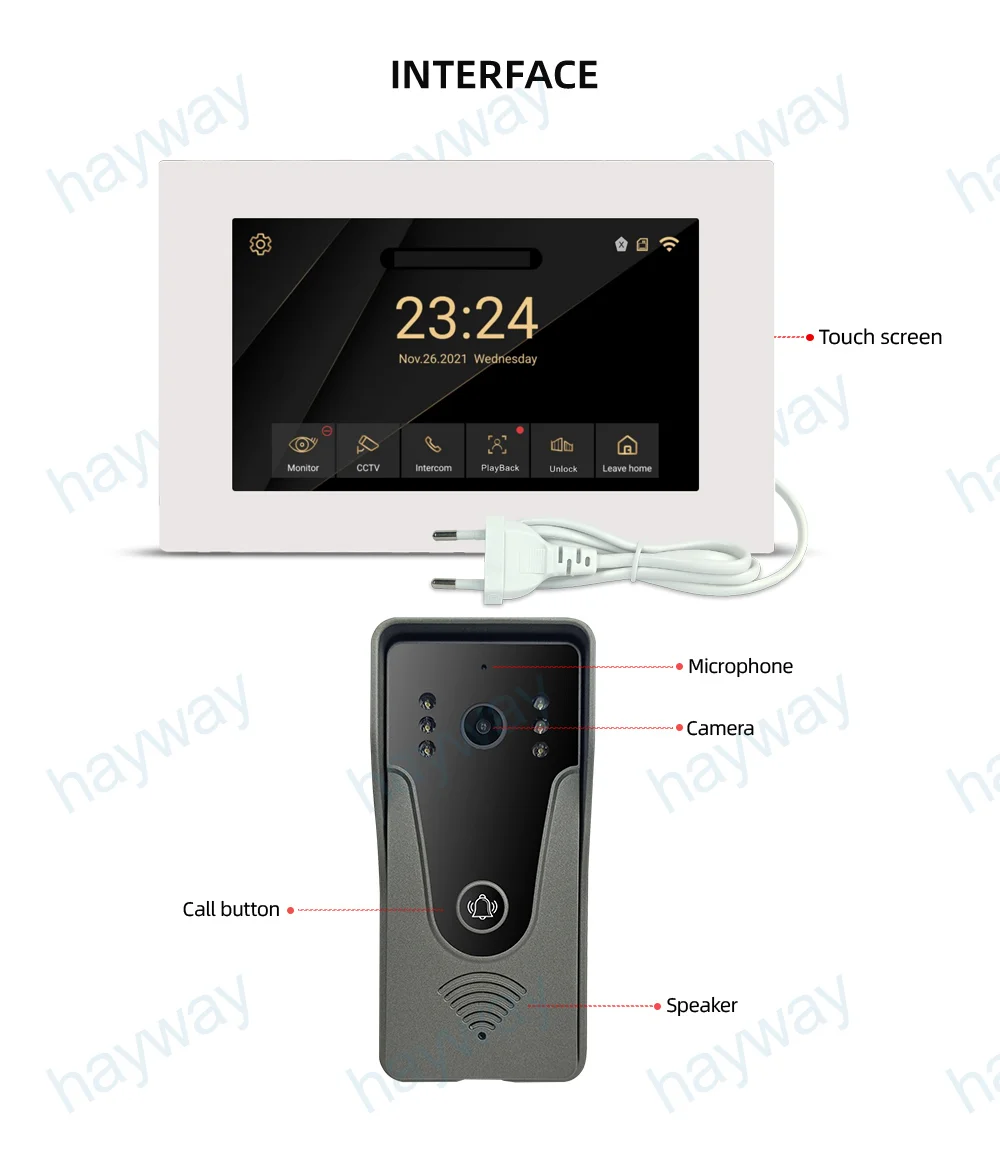 Imagem -06 - Hayway-tuya Smart Home Video Intercom System Wireless Wifi Video Door Phone 1080p Full Touch Monitor um Clique de Desbloqueio