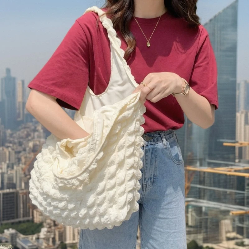 

Summer Fresh Simple Women Shoulder Bag Vintage Candy Color Large Capacity Shopping Tote Bag Grocery Storage Handbag